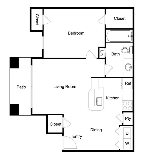 Palencia Apartments in Dallas, Texas One Bedroom Floor Plan
